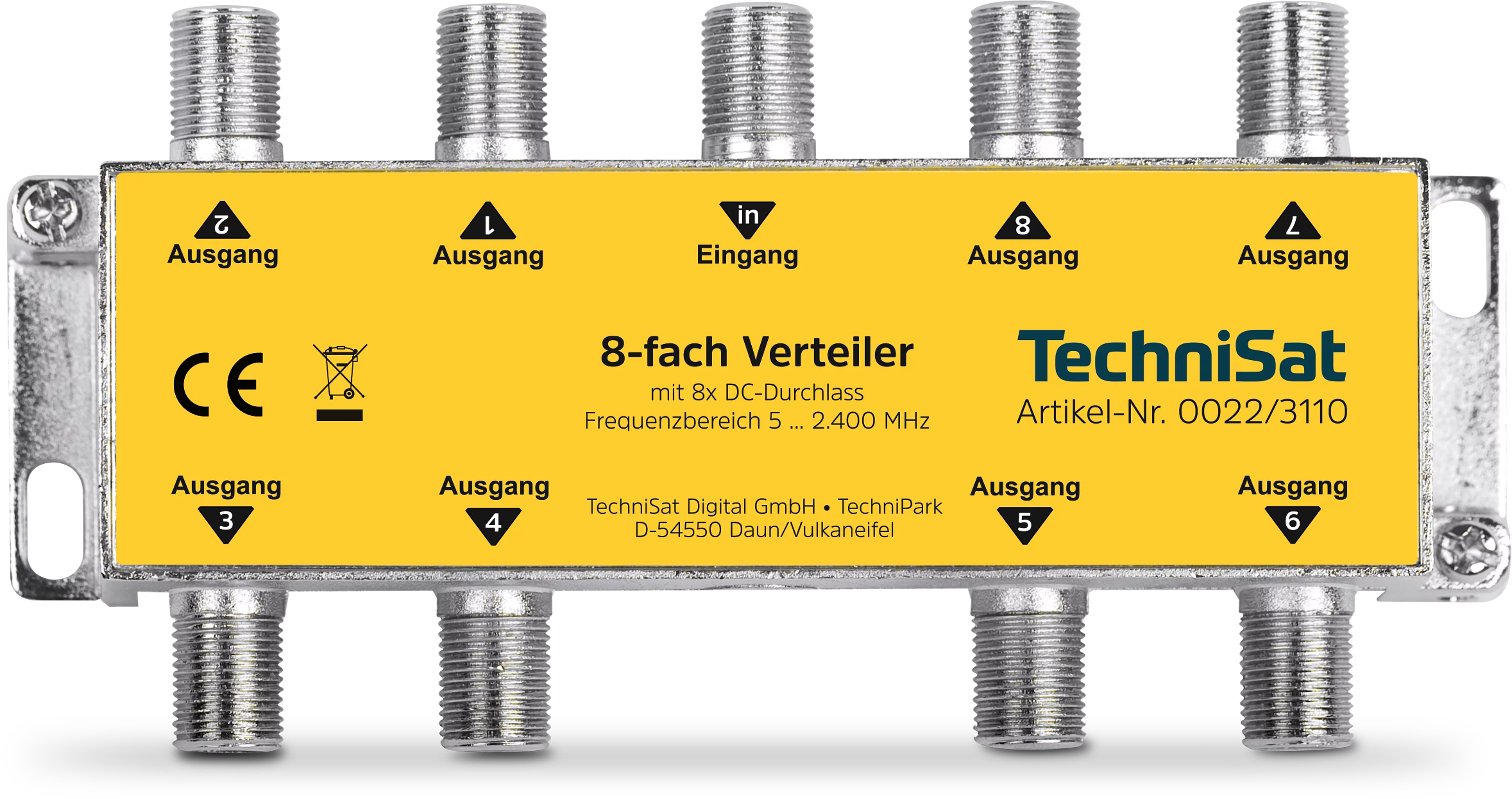 8-Wege-Verteiler, DC-Durchlass Frontal, Front