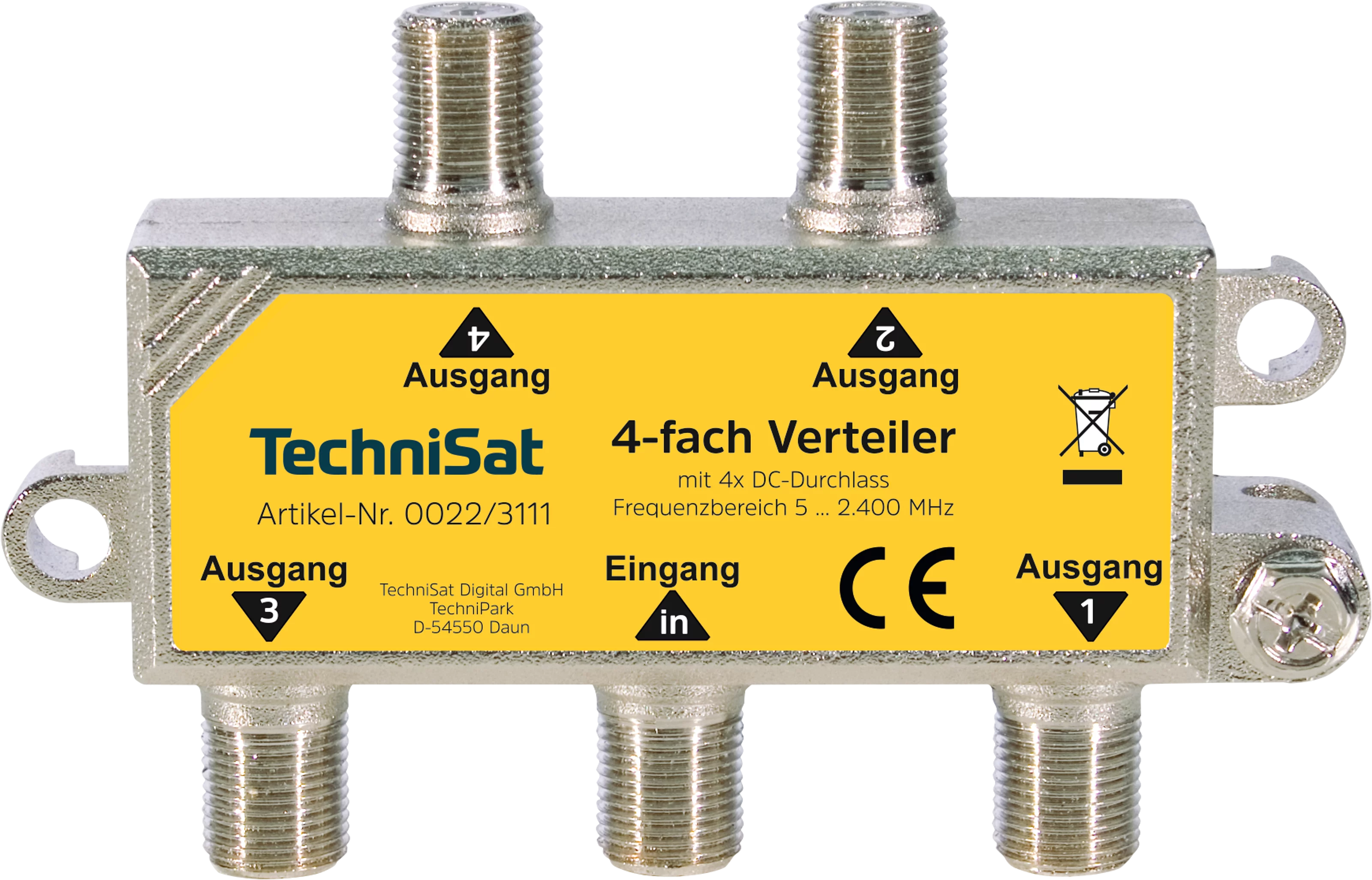 4-Wege-Verteiler, DC-Durchlass Frontal, Front