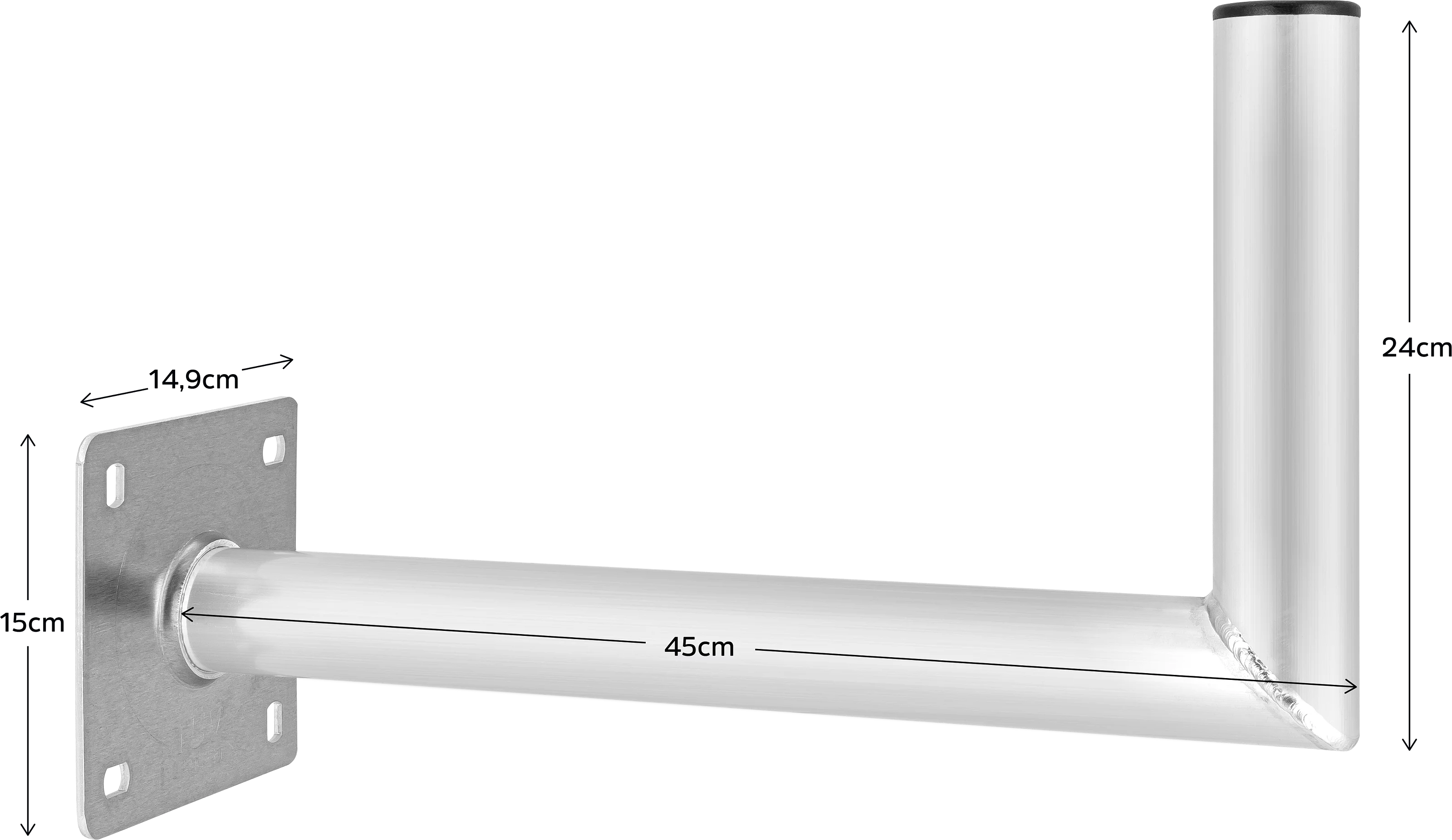 TECHNIPLUS 45, Alu-Wandhalter, 45 cm Wandabstand Schräg, Rechts