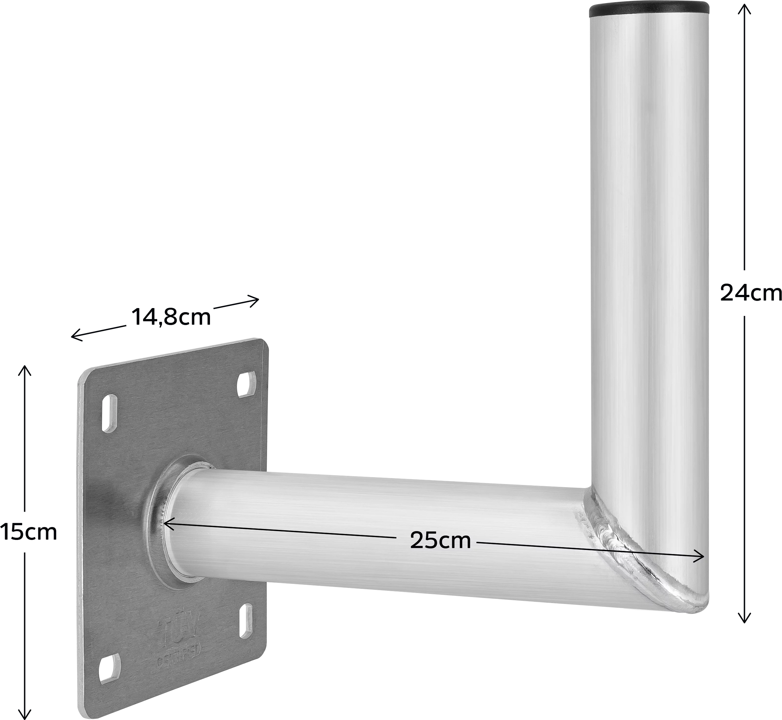 TECHNIPLUS 25, Alu-Wandhalter, 25 cm Wandabstand Schräg, Rechts